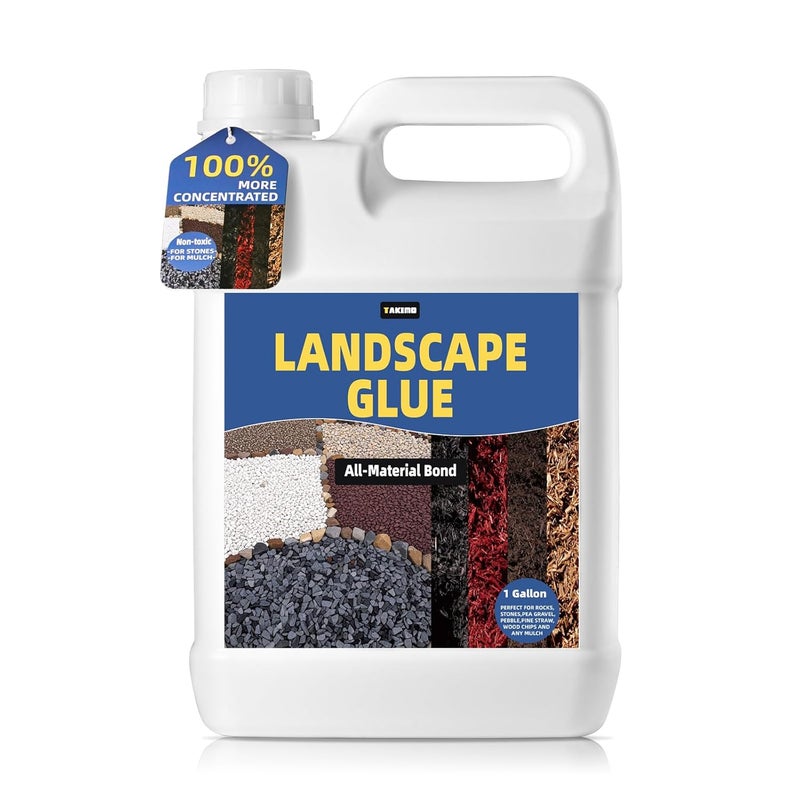 TAKIMO 1 Gallon Landscape Glue – Long-Lasting Mulch & Ground Cover Glue – Covers 2X More,Non-Toxic, Fast-Drying & Weatherproof, Pet & Plant Safe – for Mulch, Gravel, Pine Needles, Bark, Pebbles & More - Image 1